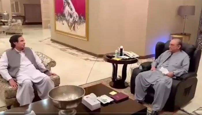 سپیکر پنجاب اسمبلی پرویز الٰہی کی بلاول ہائو س میں آصف علی زردا ری سے ملا قا ت