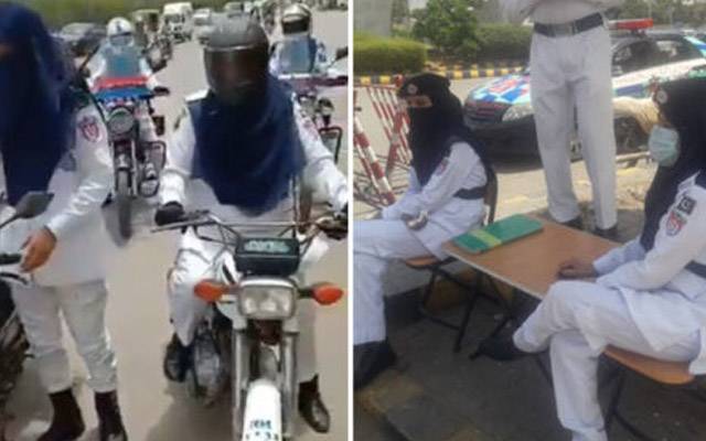 پاکستانی ٹریفک پولیس کی تاریخ میں پہلی بار خواتین ٹریفک اہلکار تعینات