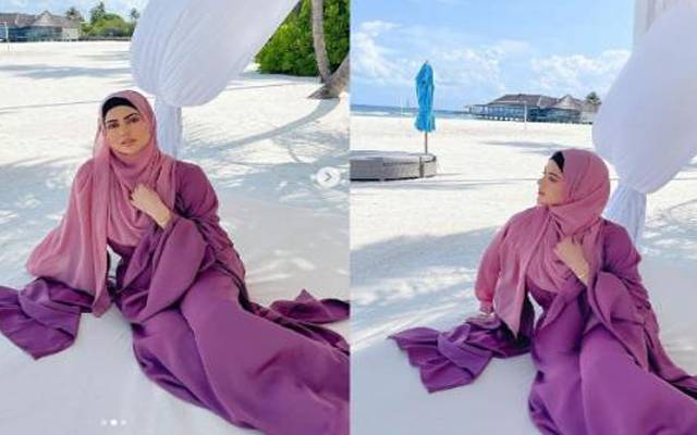 ثنا خان کی مالدیپ کے ساحل  پر سیر سپاٹوں کی تصاویروائرل