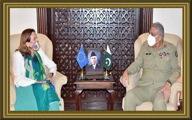  جنرل باجوہ سے یورپی یونین کی سفیرکی ملاقات۔علاقائی استحکام کیلئے پاکستان کی کوششوں کی تعریف