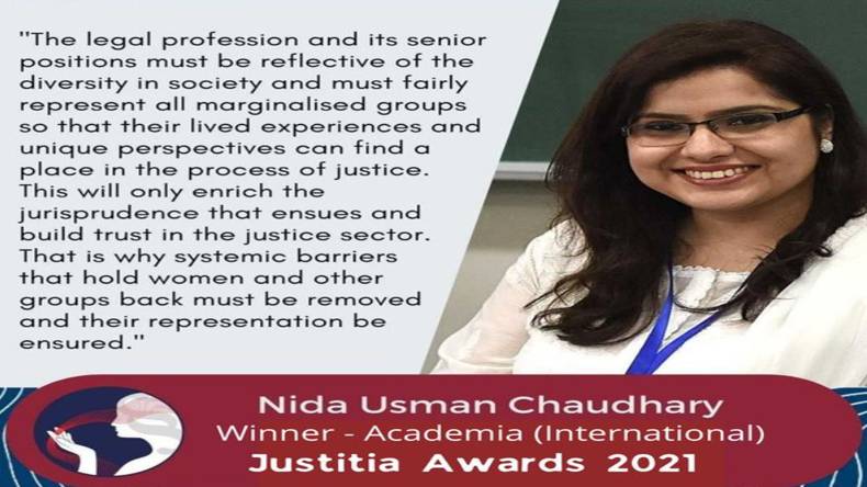  پاکستانی خاتون وکیل نے ویانا جسٹیشیا ایوارڈ 2021 جیت لیا