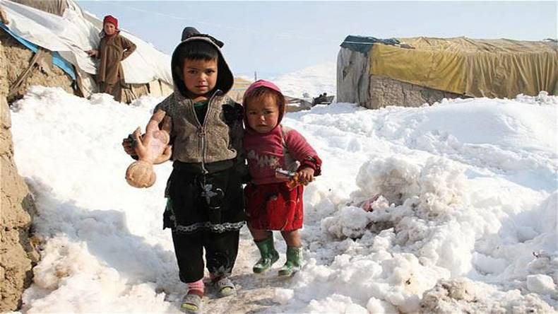 برفباری، دوران، افغان، بچے، 