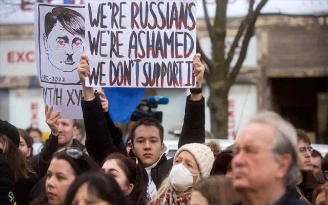  روس۔جنگ ۔احتجاج۔نعرے۔گرفتاریاں۔ریلیاں