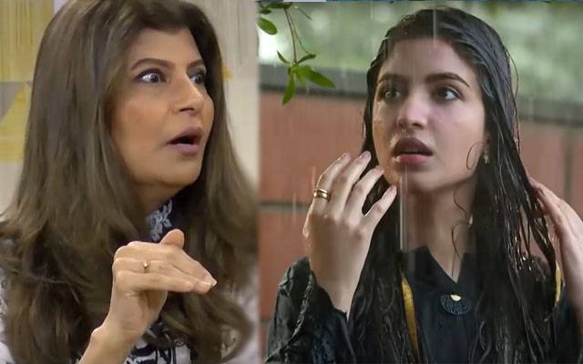 رومینٹک ماحول دکھانا مہنگا پڑ گیا، کنزا ہاشمی کو بارش میں نہلانے پر روبینہ اشرف برس پڑیں
