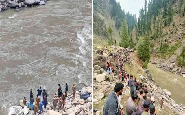 دریائے نیلم میں جیپ گرنے سے لاپتہ نوجوانوں کی تلاش جاری