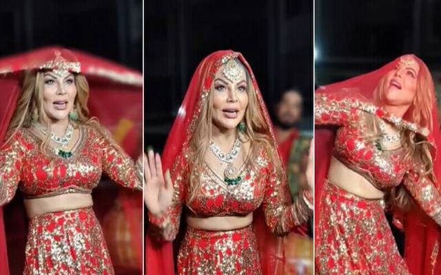 بالی وڈ ماڈل و اداکارہ راکھی ساونت نے شوہر عادل درانی سے طلاق کی خوشی میں ڈھول کی تھاپ پر رقص کیا۔        