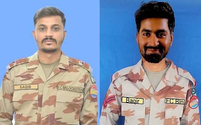  بلوچستان کے علاقے ہوشاب میں دہشت گردوں کیخلاف آپریشن میں پاک فوج کے 2 جوان میجر ثاقب حسین اور نائیک باقر علی شہید ہوگئے۔ 