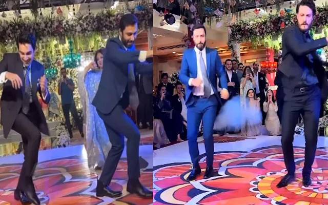  پاکستانی شوبز انڈسٹری  کے خوبرو اداکار  احمد علی اکبر اور عثمان خالد بٹ نے شادی کی تقریب میں شاندار رقص کر کے سب سے تعریفیں سمیٹ لیں۔