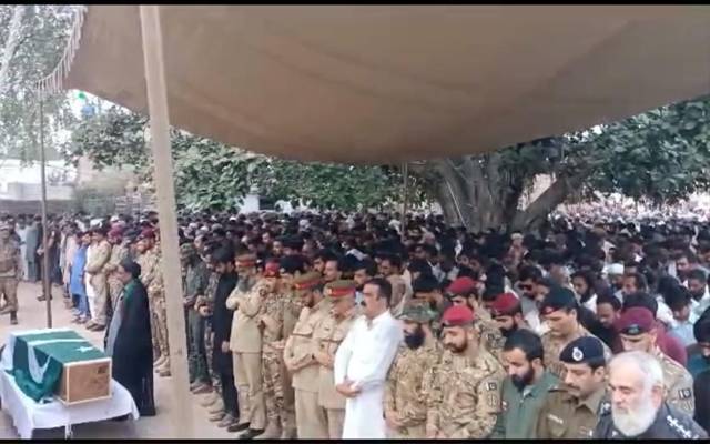 بلوچستان میں شہید ہونیوالے میجر علی رضا اور حوالدار راؤ نثار کی فوجی اعزاز کیساتھ تدفین