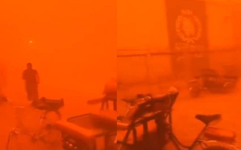 اسلامی ملک میں خوفناک طوفان ،آسمان سرخ ہو گیا 