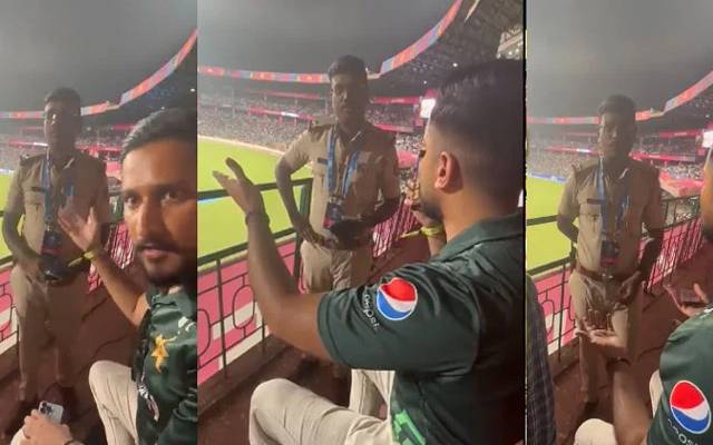  بنگلورو کے اسٹیڈیم میں کھیلے گئے پاک آسٹریلیا میچ کے دوران بھارتی سیکیورٹی اہلکار نے پاکستانی کرکٹ شائقین کو پاکستان زندہ باد کے نعرے لگانے سے روک دیا۔
