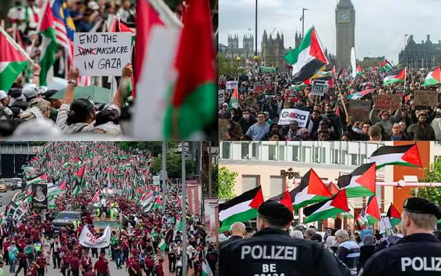 غزہ پر اسرائیلی جارحیت  اور  مظالم کے خلاف استنبول اور لندن سمیت دنیا بھر کے مختلف شہروں میں بڑے مظاہرے جاری ہیں جن میں  میں لوگوں کی بڑی تعداد  فلسطینیوں سے اظہار  یکجہتی کیلئے سڑکوں پر نکل آئی۔   