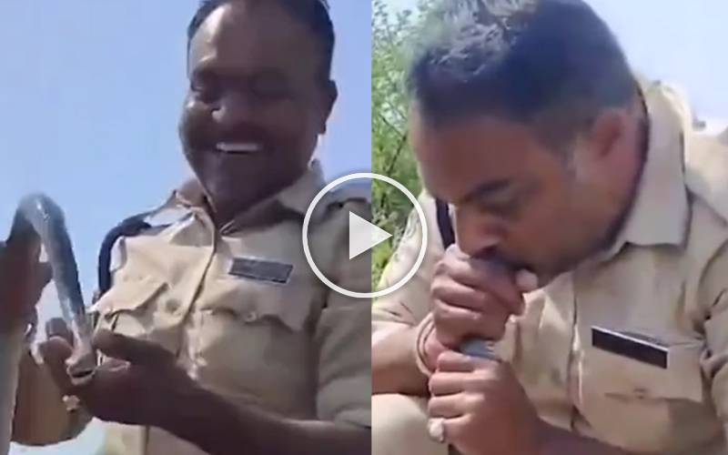پولیس اہلکار کی سانپ کی جان بچانے کی ویڈیو وائرل