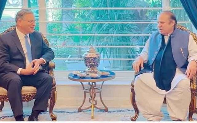  پاکستان میں امریکہ کے سفیر ڈونلد بلوم کی قائد مسلم لیگ ن نواز شریف سے ملاقات کی  جس میں عام انتخابات اور غزہ کی صورتحال پر گفتگو ہوئی۔