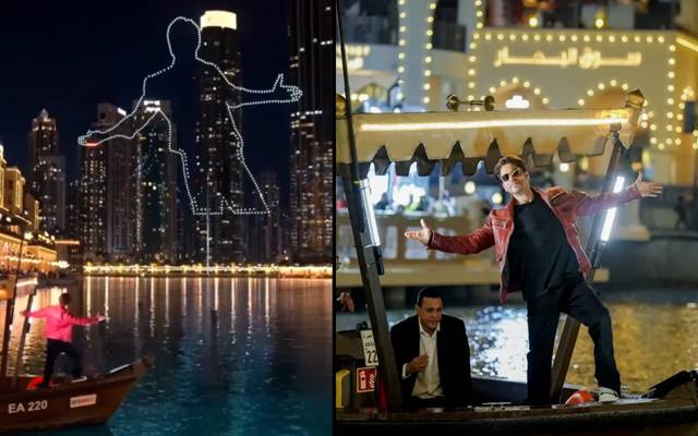 بالی ووڈ کے سُپراسٹار اداکار شاہ رخ خان کے آئیکونک پوز نے کو متحدہ عرب امارات میں روشنی بکھیر دی۔