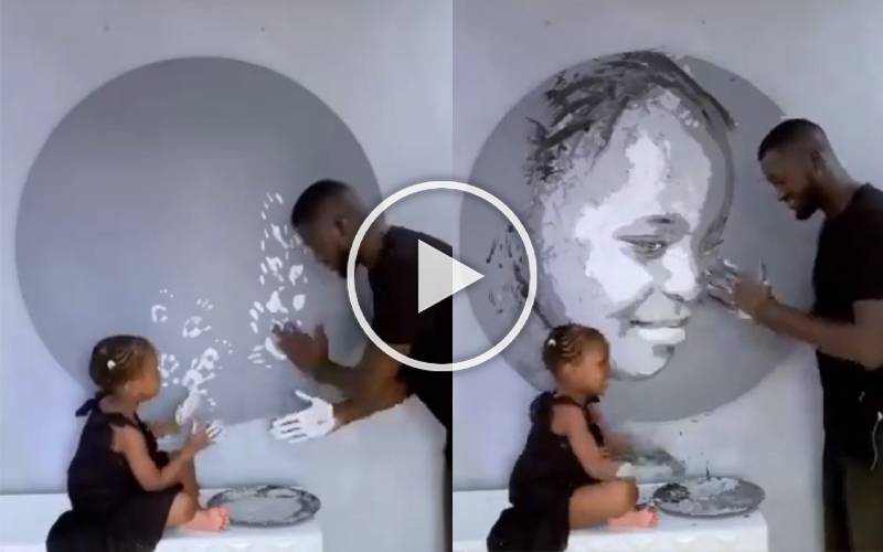 ہاتھ کے نشانوں سے تصویر بنانے والا مصور، ویڈیو نے سوشل میڈیا صارفین کو چونکا ڈالا