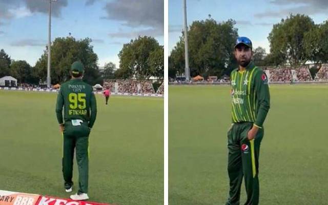  پاک نیوزی لینڈ میچ میں قومی ٹیم کے مڈل آرڈر بیٹر افتخار احمد کی فین کو میدان میں خاموش کروانے کی ویڈیو سوشل میڈیا پر وائرل ہوگئی۔