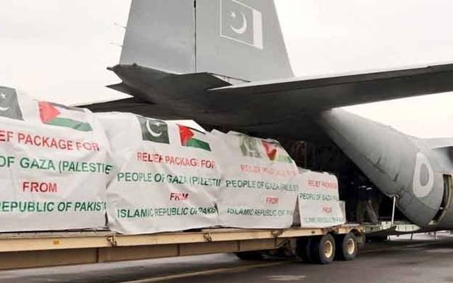 غزہ میں فلسطینیوں کی مدد کے لیے پاکستان کی جانب سے امدادی سامان کی پانچویں کھیپ خصوصی پرواز کے ذریعے نور خان ائیر بیس سے روانہ کر دی گئی۔