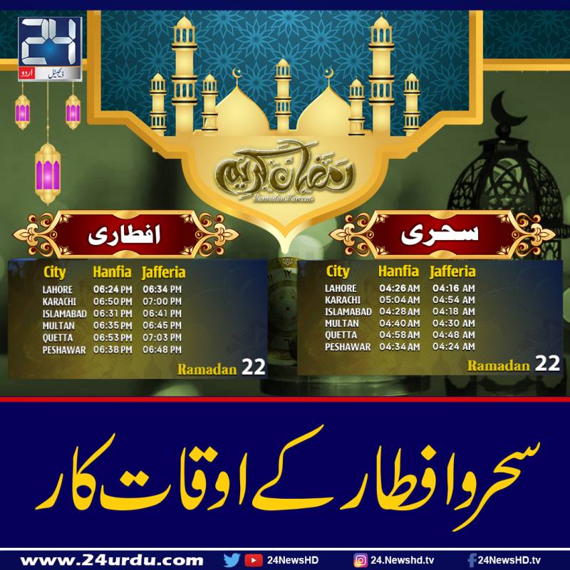 آج کے سحر و افطار