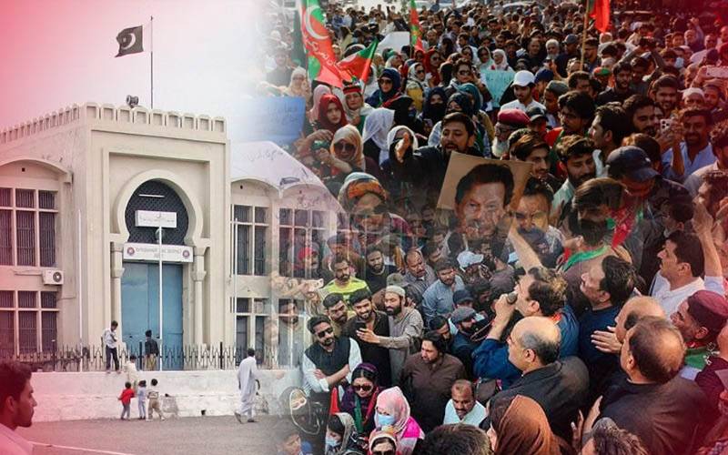 پی ٹی آئی کارکنوں کا احتجاج، عمران خان کی رہائی کیلئے نعرے
