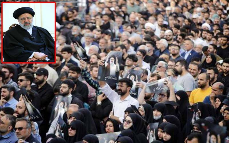 ہیلی کاپٹر حادثے میں شہید ایرانی صدر اور رفقاء کا جنازہ لے کر جلوس رے شہر پہنچ گیا