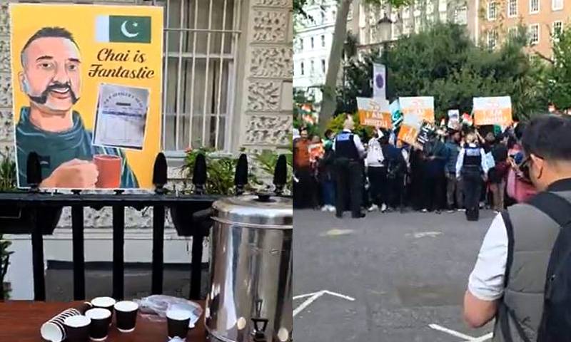 لندن میں بھارتیوں کا پاکستان مخالف مظاہرہ، پاکستانیوں نے 