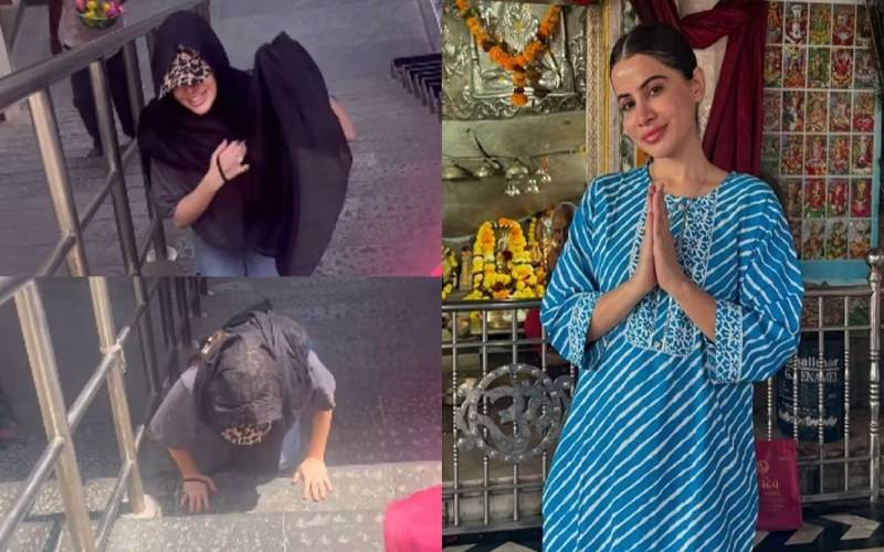 عرفی جاوید مندر کی سیڑھیاں گھٹنوں کے بل چڑھ گئیں