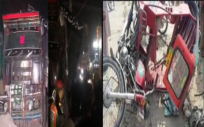 لاہور:  ایل ڈی اے ایونیو ون سگنل پر  ڈمپر موٹرسائیکل  اور رکشہ پر جا گرا ،3افراد جاں بحق