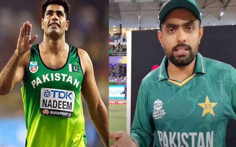 بابر اعظم کی ارشد ندیم کو گولڈ میڈل جیتنے پر مبارکباد  