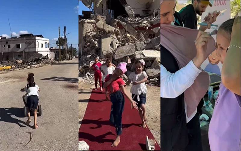 فلسطینی بچوں نے ملبے کے ڈھیر کے درمیان بھی عید کی خوشیاں ماند پڑنے نہ دیں 