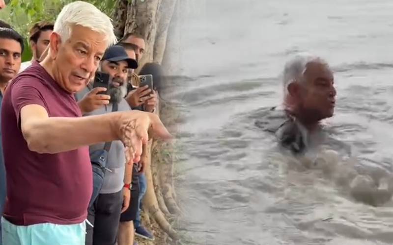 خواجہ آصف نہر پرنہانے کیلئے پہنچ گئے،مینگوپارٹی کے بھی مزے لئے