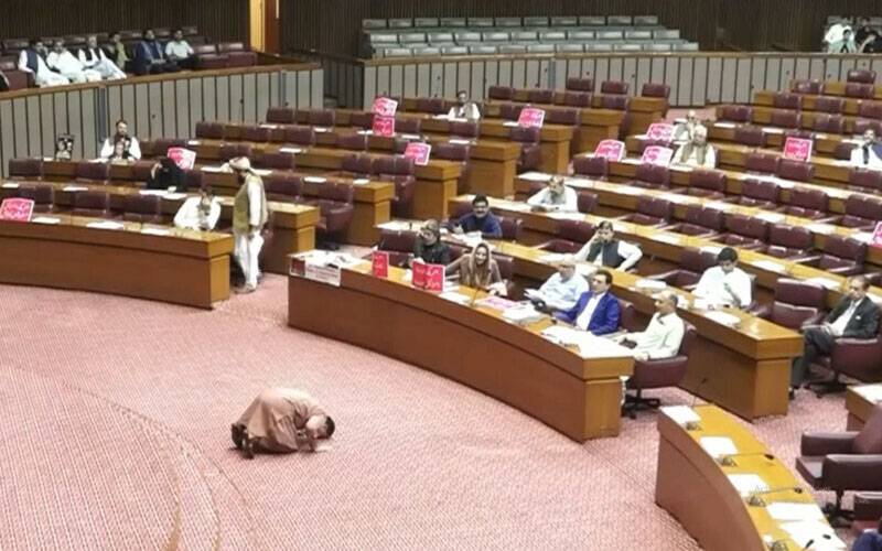 جمشید دستی نے بھری اسمبلی میں پی ٹی آئی رہنماؤں کے سامنے زمین پر ناک رگڑ دی