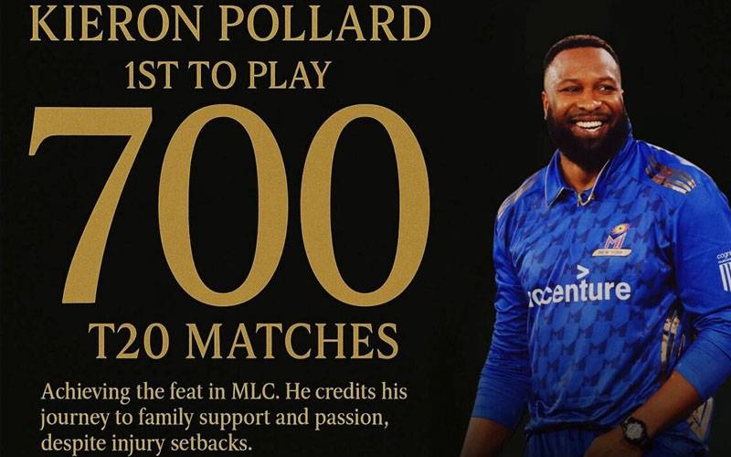 700 ٹی ٹونٹی میچز، پولارڈ دنیا کے پہلے کرکٹر 