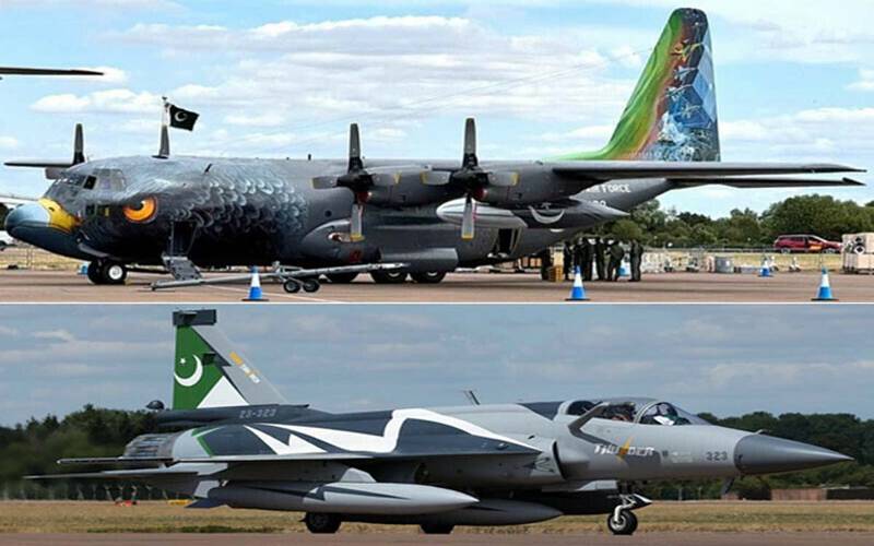 پاک فضائیہ کے جے ایف 17 تھنڈر اور سی 130 طیارے ائیر شو میں شرکت کیلئے برطانیہ پہنچ گئے