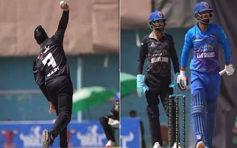 افغان کرکٹر محمد نبی کو بیٹے نے پہلی ہی گیند پر چھکا مار دیا، ویڈیو وائرل