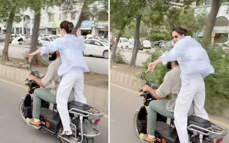 ہانیہ عامر کی موٹر سائیکل پر سواری کے دوران ڈانس کی ویڈیو وائرل