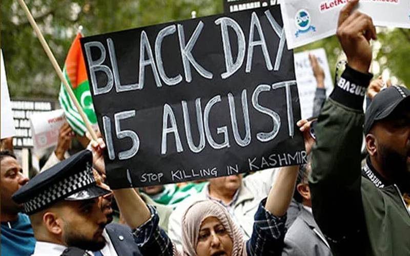 دنیا بھر میں کشمیری آج بھارت کا یوم آزادی یوم سیاہ کے طور پر منا رہے ہیں