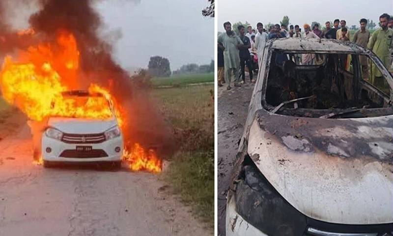 حافظ آباد: 3 افراد کو قتل کرکے لاشیں گاڑی میں جلادی گئیں