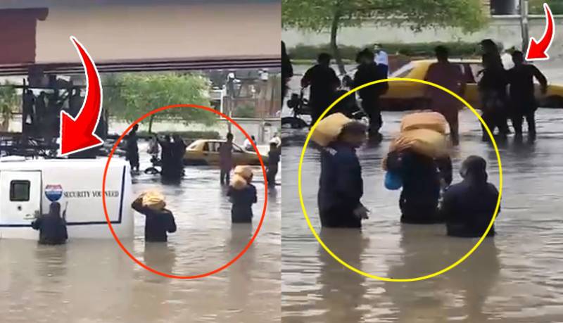 بینک کی کیش وین پانی میں ہوئی جام، پھر وہ ہوا جو پہلے کبھی نہیں دیکھا گیا،ویڈیو وائرل