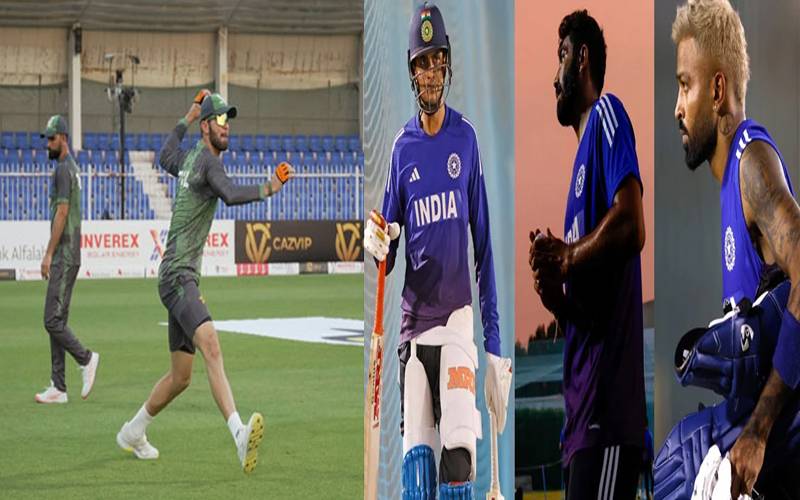 پاک بھارت کرکٹرز  کی پریکٹس،ایک دوسرے کی جانب دیکھنا بھی گوارا نہ کیا