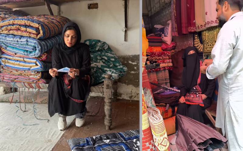 حدیقہ کیانی سیلاب متاثرین کی مدد کیلئے میدان میں آگئیں، برقعہ پہن کر خریداری کی، ویڈیو وائرل