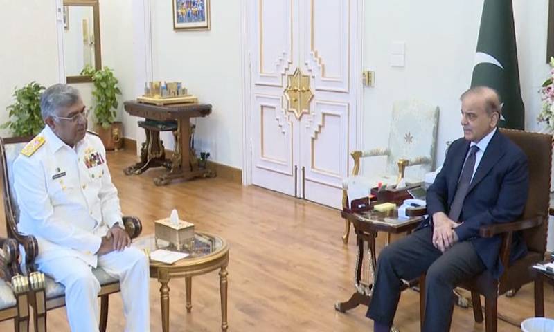 وزیراعظم شہبا زشریف سے نیول چیف ایڈمرل نوید اشرف کی ملاقات 