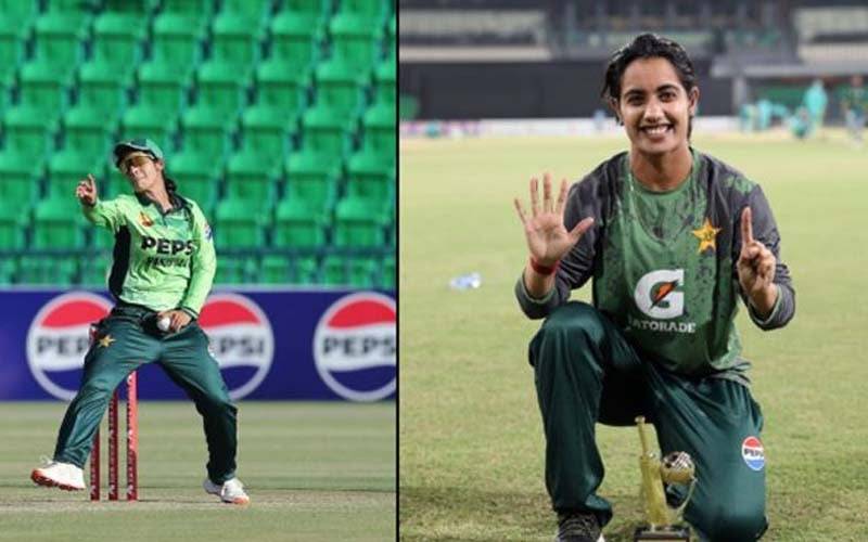 جنوبی افریقہ کیخلاف میچ میں 6 وکٹیں لینے والی نشرہ سندھو نے بھی انگلیوں سے 6 کا اشارہ کر دیا