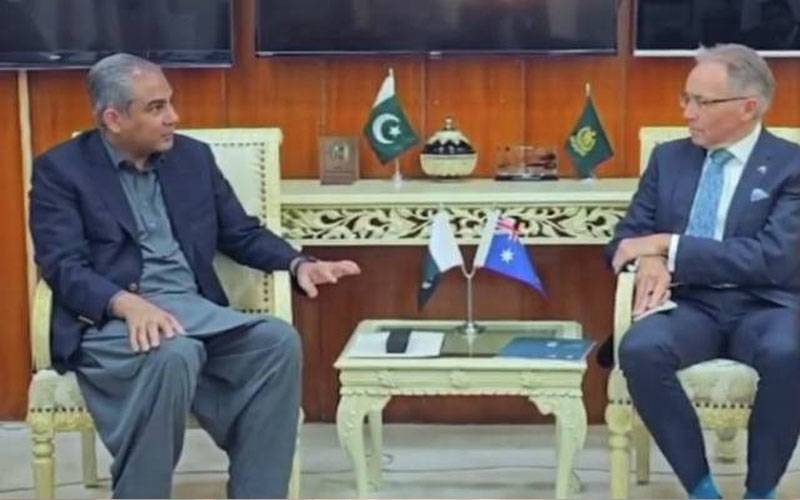 وفاقی وزیر داخلہ محسن نقوی سے آسٹریلیا کے ہائی کمشنر نیل ہاکنز کی ملاقات
