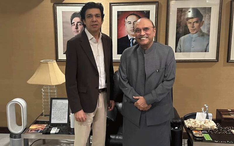صدر آصف علی زرداری سے سینیٹر فیصل واوڈا  کی ملاقات 