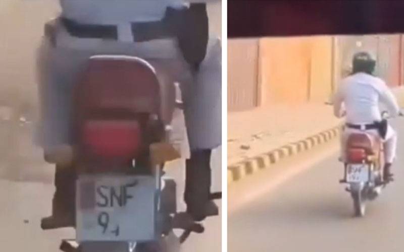 کراچی میں ٹریفک پولیس اہلکار کا ’’ای چالان‘‘ سے بچنے کا انوکھا طریقہ، ویڈیو سوشل میڈیا پر وائرل