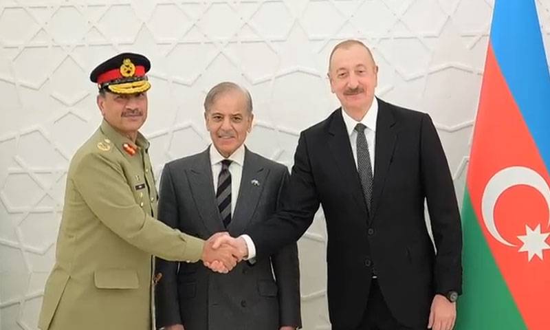 وزیراعظم شہباز شریف کی آزربائیجان کے صدر سے ملاقات، آرمی چیف بھی ساتھ