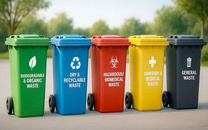  کمرشل مقامات پر پانچ مختلف رنگوں کے کچرے کے ڈبے رکھنا لازمی قرار