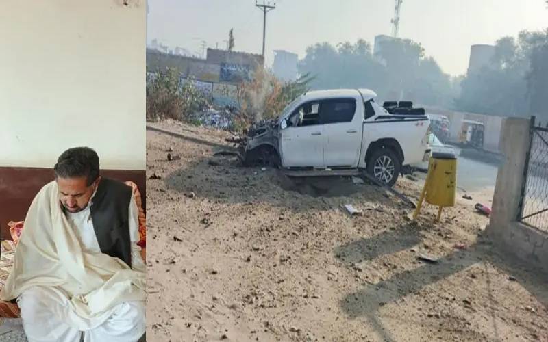 بنوں میں پی ٹی آئی رہنما کے دفتر کے باہر دھماکہ، گاڑی مکمل تباہ