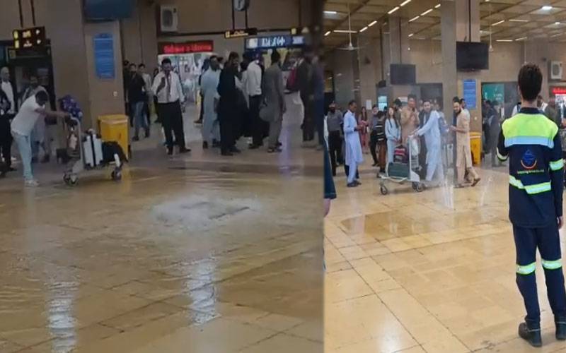 کراچی میں طوفانی بارش، ایئرپورٹ انتظامات کی قلعی کھل گئی